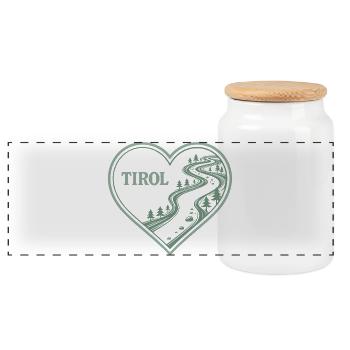 Tyrol Heart Alpine Trail - Panoramic Cookie Jar with Wooden Lid - white - Front