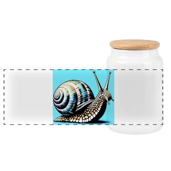 Schnecke - Panorama Keksdose mit Holzdeckel - Weiß - Vorne