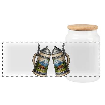 Alpine Panorama Beer Mugs Beer - Panoramic Cookie Jar with Wooden Lid - white - Front