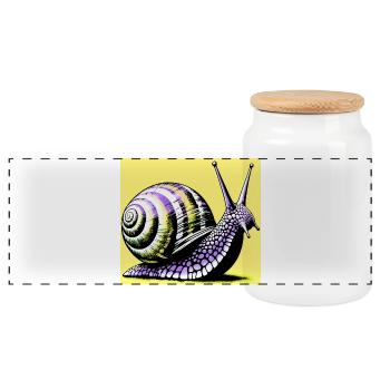 Snail - Panoramic Cookie Jar with Wooden Lid - white - Front