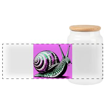 Schnecke - Panorama Keksdose mit Holzdeckel - Weiß - Vorne