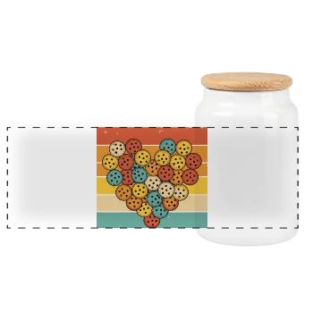 Pickleball Funny Player Love Pickleball Court - Panoramic Cookie Jar with Wooden Lid - white - Front