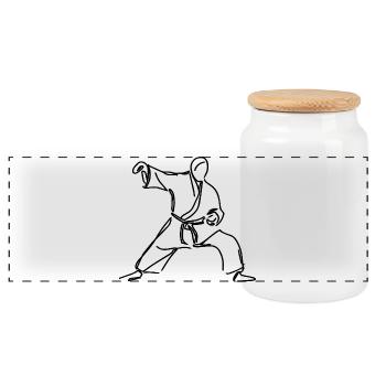 Judo Kämpfer - Panorama Keksdose mit Holzdeckel - Weiß - Vorne