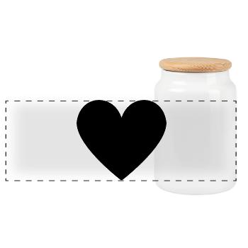 schwarzes Herz - minimalistischer Look - Panorama Keksdose mit Holzdeckel - Weiß - Vorne