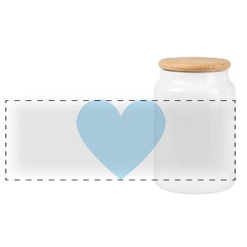 Pastel blue heart motif minimalist look - Panoramic Cookie Jar with Wooden Lid - white - Front