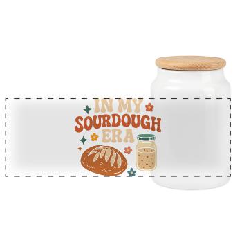 Backen Bäckerin Sauerteig In My Sourdough Era - Panorama Keksdose mit Holzdeckel - Weiß - Vorne