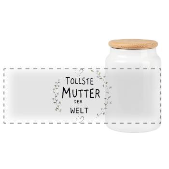 Tollste Mutter der Welt - Panorama Keksdose mit Holzdeckel - Weiß - Vorne