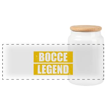 Bocce legend Petanque Boule player - Panoramic Cookie Jar with Wooden Lid - white - Front