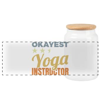 Funny yoga teacher - Panoramic Cookie Jar with Wooden Lid - white - Front