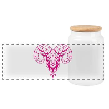 Tête géométrique rose de bélier - Boîte à biscuits avec couvercle en bois - blanc - Devant