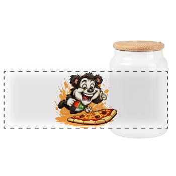 Pizza Panda Sprint - Panorama Keksdose mit Holzdeckel - Weiß - Vorne