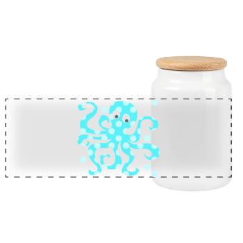 Octopus Squid Dots Dots Comic Sea Animal - Panoramic Cookie Jar with Wooden Lid - white - Front