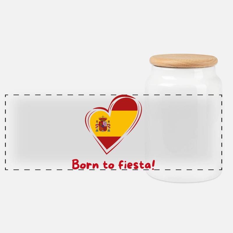 Drapeau du cœur espagnol né lors de la fête - Boîte à biscuits avec couvercle en bois - blanc