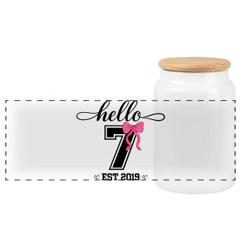 Bonjour 7 Est 2019 Girl Birthday Design - Boîte à biscuits avec couvercle en bois - blanc - Devant