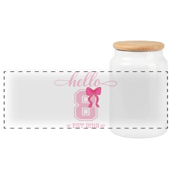 Bonjour 8 Est 2018 Girl Birthday Design - Boîte à biscuits avec couvercle en bois - blanc - Devant