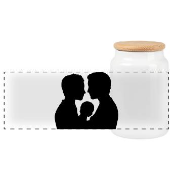 Familie Silhouette Eltern Kinder Liebe Zusammen - Panorama Keksdose mit Holzdeckel - Weiß - Vorne