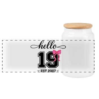 Bonjour 19 Est 2007 Designer pour l’anniversaire des femmes - Boîte à biscuits avec couvercle en bois - blanc - Devant