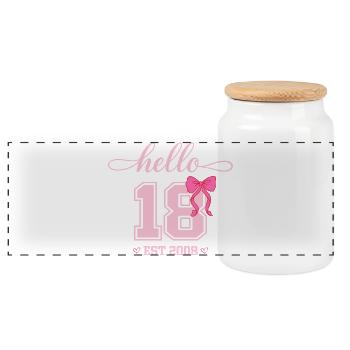 Bonjour 18 Est 2008 Design pour l’anniversaire des femmes - Boîte à biscuits avec couvercle en bois - blanc - Devant