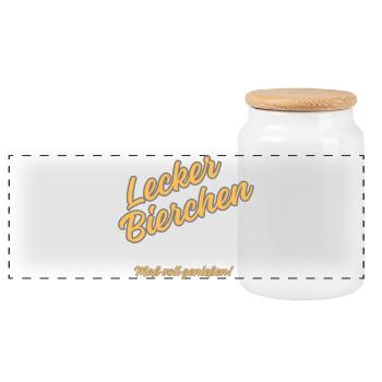 Lecker Bierchen – Maß voll Genießen - Panorama Keksdose mit Holzdeckel - Weiß - Vorne