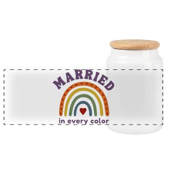 Married in every Color Pride Regenbogen Design - Panorama Keksdose mit Holzdeckel - Weiß - Vorne