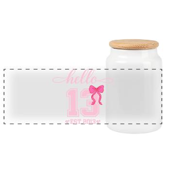 Bonjour 13 Est 2013 Girl Birthday Design - Boîte à biscuits avec couvercle en bois - blanc - Devant