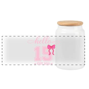 Bonjour 15 Est 2011 Girl Birthday Design - Boîte à biscuits avec couvercle en bois - blanc - Devant