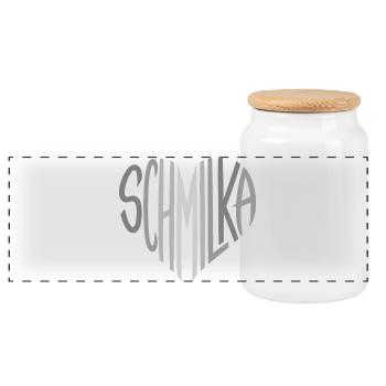 Logo de la police Cœur Schmilka - Boîte à biscuits avec couvercle en bois - blanc - Devant