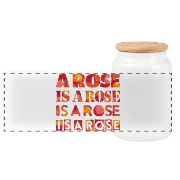 Rose is a rose is a rose is a rose - Panoramic Cookie Jar with Wooden Lid - white - Front