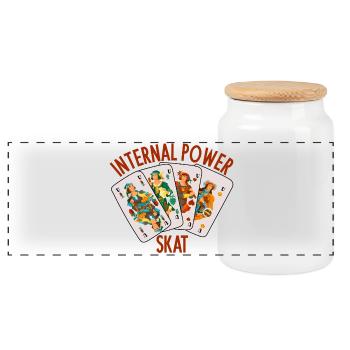 Skat: The Internal Power (Kopfarbeit) - Panorama Keksdose mit Holzdeckel - Weiß - Vorne