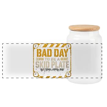 Off-Road Badge: Bad Day for the Hoof - Panoramic Cookie Jar with Wooden Lid - white - Front