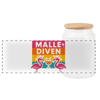 Malle Diven Beach Club Flamingo Mallorca Party  - Panorama Keksdose mit Holzdeckel - Weiß - Vorne