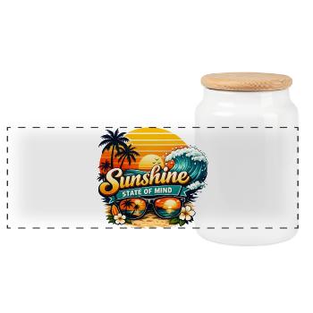Sunshine State of Mind – Sommer, Sonne & Beach Vib - Panorama Keksdose mit Holzdeckel - Weiß - Vorne