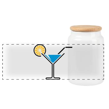 Cocktail / Cocktailglas / Martini + (Hellblau) - Panorama Keksdose mit Holzdeckel - Weiß - Vorne
