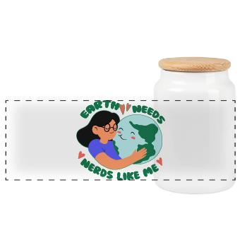 Ecologist Ecology - Panoramic Cookie Jar with Wooden Lid - white - Front