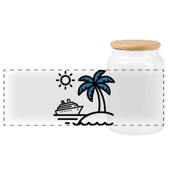 Vacances de Palm à Cruise Island - Boîte à biscuits avec couvercle en bois - blanc - Devant