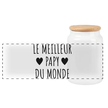 Meilleur Papy Monde - Boîte à biscuits avec couvercle en bois - blanc - Devant