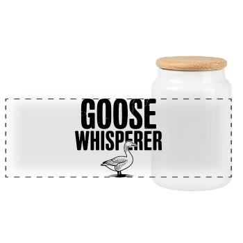 Goose Whisperer - Panoramic Cookie Jar with Wooden Lid - white - Front