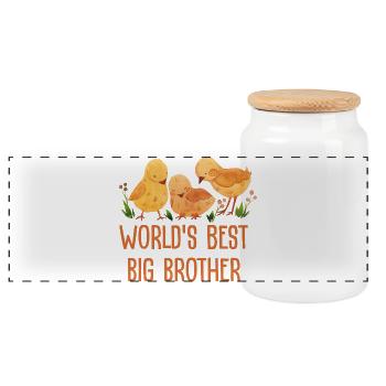 Le meilleur grand frère du monde - Boîte à biscuits avec couvercle en bois - blanc - Devant