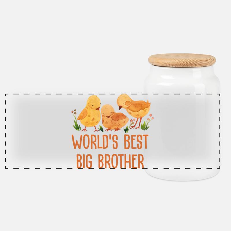 World's Best Big Brother - Panoramic Cookie Jar with Wooden Lid - white