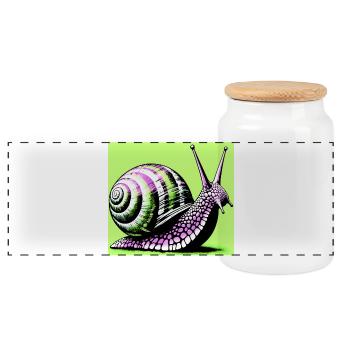 Snail - Panoramic Cookie Jar with Wooden Lid - white - Front