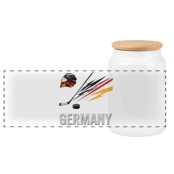 Deutschland Eishockey Kraft - Panorama Keksdose mit Holzdeckel - Weiß - Vorne