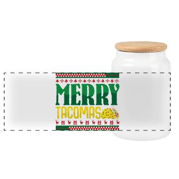Taco Ugly Christmas Weihnachten Tacos - Panoramic Cookie Jar with Wooden Lid - white - Front