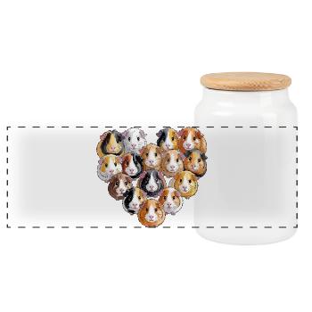 Cœur de cochon d’Inde pour cochon d’Inde - Boîte à biscuits avec couvercle en bois - blanc - Devant