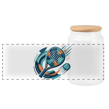 Design sportif rétro du tennis de padel - Boîte à biscuits avec couvercle en bois - blanc - Devant