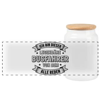 Ich bin dieser Legendäre Busfahrer Spruch - Panorama Keksdose mit Holzdeckel - Weiß - Vorne