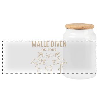 Malle Divas en tournée Fête féminine Flamingo à Majorque - Boîte à biscuits avec couvercle en bois - blanc - Devant