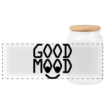 good mood - Panoramic Cookie Jar with Wooden Lid - white - Front