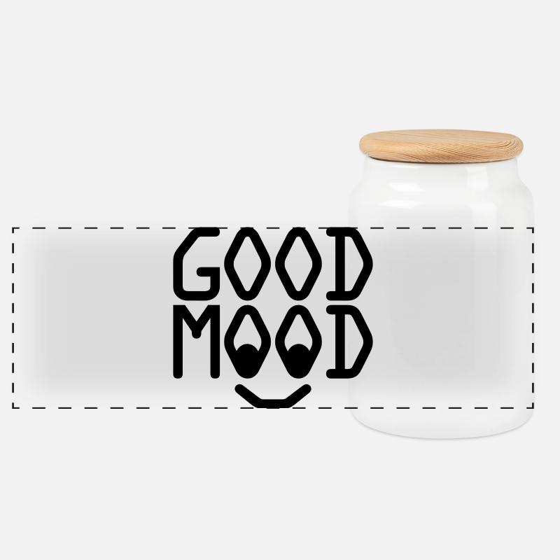 good mood - Panoramic Cookie Jar with Wooden Lid - white
