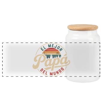 l Mejor Papá del Mundo Vintage Sunset - Panorama Keksdose mit Holzdeckel - Weiß - Vorne