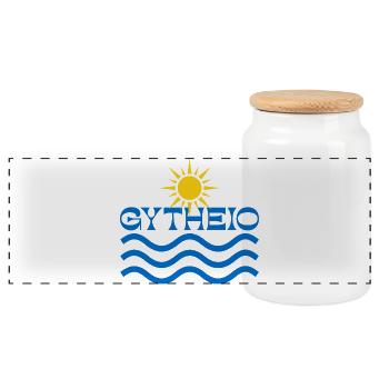 Gytheio Sonne und Wellen - Panorama Keksdose mit Holzdeckel - Weiß - Vorne
